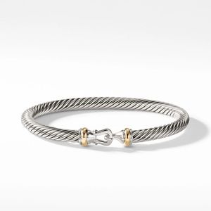 David Yurman Buckle Bracelet in Sterling Silver with 18K Yellow Gold 4mm small